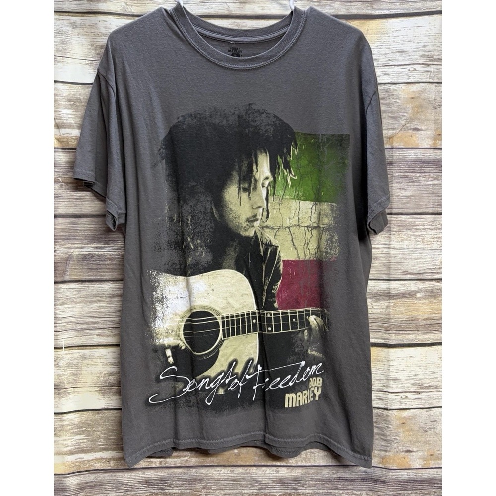 Bob Marley Zion Rootswear Songs Of Freedom Black T Shirt Mens Large Music Tee